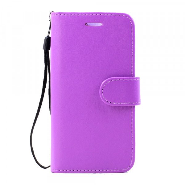 Wholesale iPhone 7 Plus Folio Flip Leather Wallet Case with Strap (Purple)